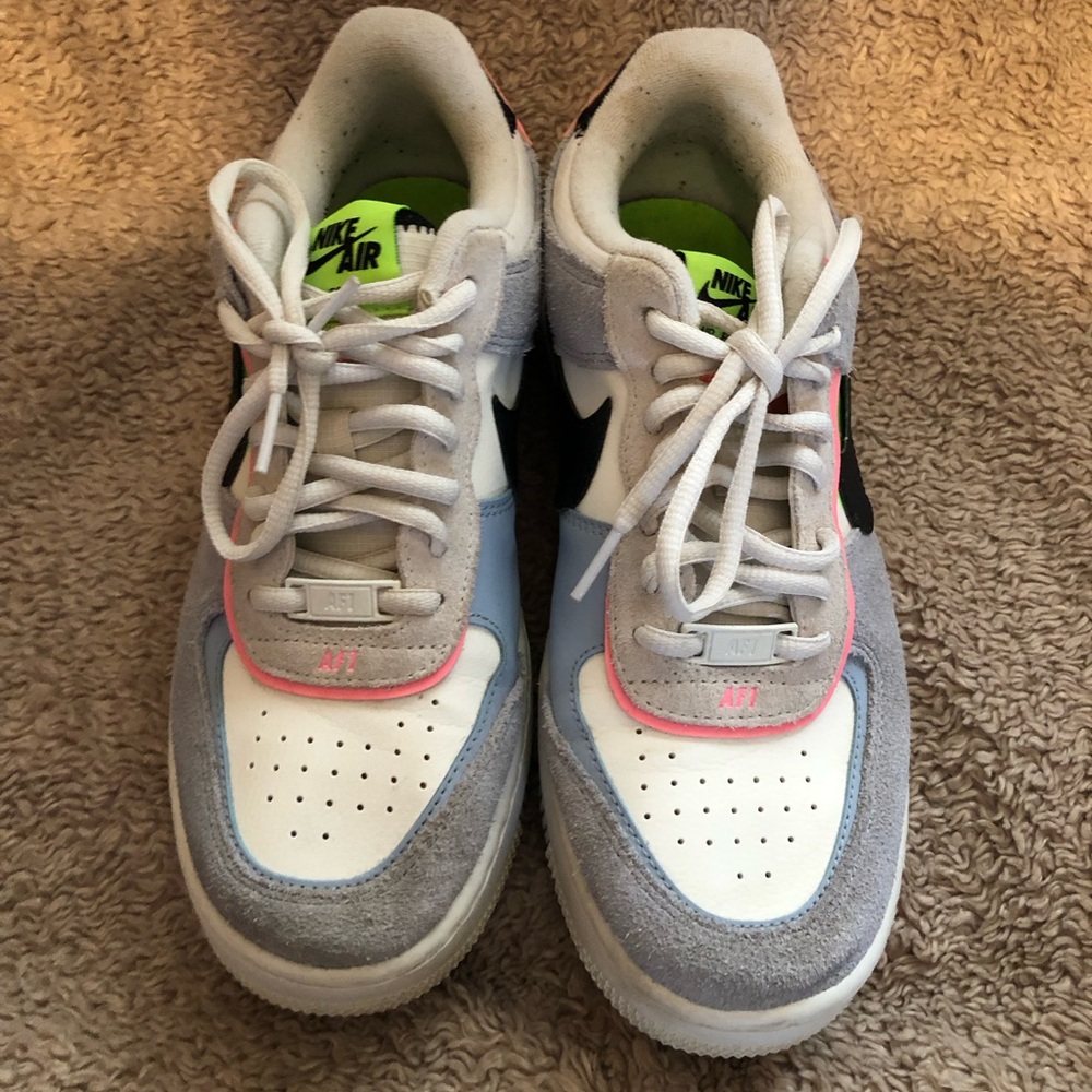 Nike Air Force 1 Gray, White, Pink, Blue Shoes
